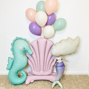 Seashell Balloon Mermaid Birthday Mermaid Party Sea Shell Party Under the Sea Party Under the Sea Birthday Seahorse Birthday image 1