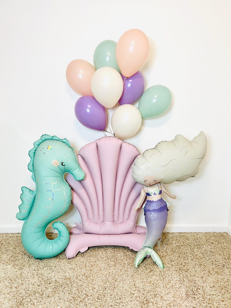 Seashell Balloon Mermaid Birthday Mermaid Party Sea Shell Party Under the Sea Party Under the Sea Birthday Seahorse Birthday image 1