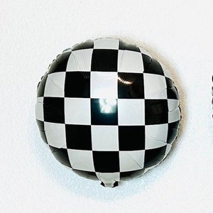 Checkerboard Balloon, Checkerboard, Race Car Checkered Flag,  Black and White Check, Checker Balloon, Race Car Party, Race Car Birthday