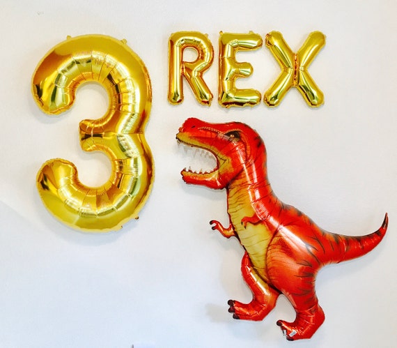 Three Rex Balloons, Three Rex, Dinosaur party, T Rex party, 3rd Birthday Party for Boys, Three Balloons, Three Rex party, Dinosaur Birthday, Il_570xn