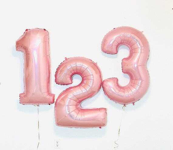 Pink Number Balloon, Pink 1 Balloon, Pink 2 Balloon, Pink Jumbo Number Balloons, Pink 3, Pink 4, Pink 5, Pink Numbers, Pink Birthday Balloon Il_570xn