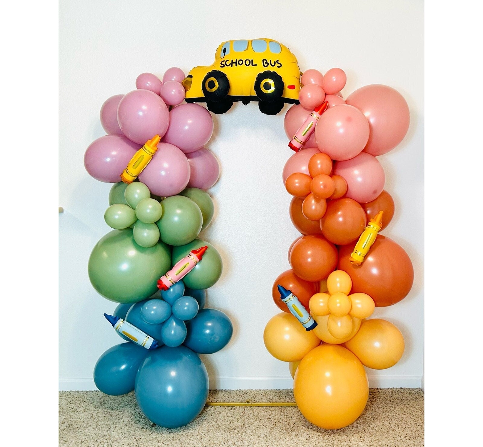 Back to School Balloon Garland School Bus Balloon First Day of School Garland Air Fill Crayon Balloons Classroom Garland School Balloons
