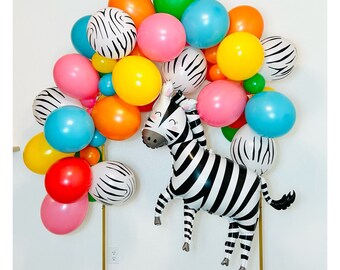 Party Animal Balloon Garland, Party Animal Theme, Zebra Balloon, Zoo Party, Party Animal, Zebra Party, Zebra Birthday, Zebra Print, Zebra