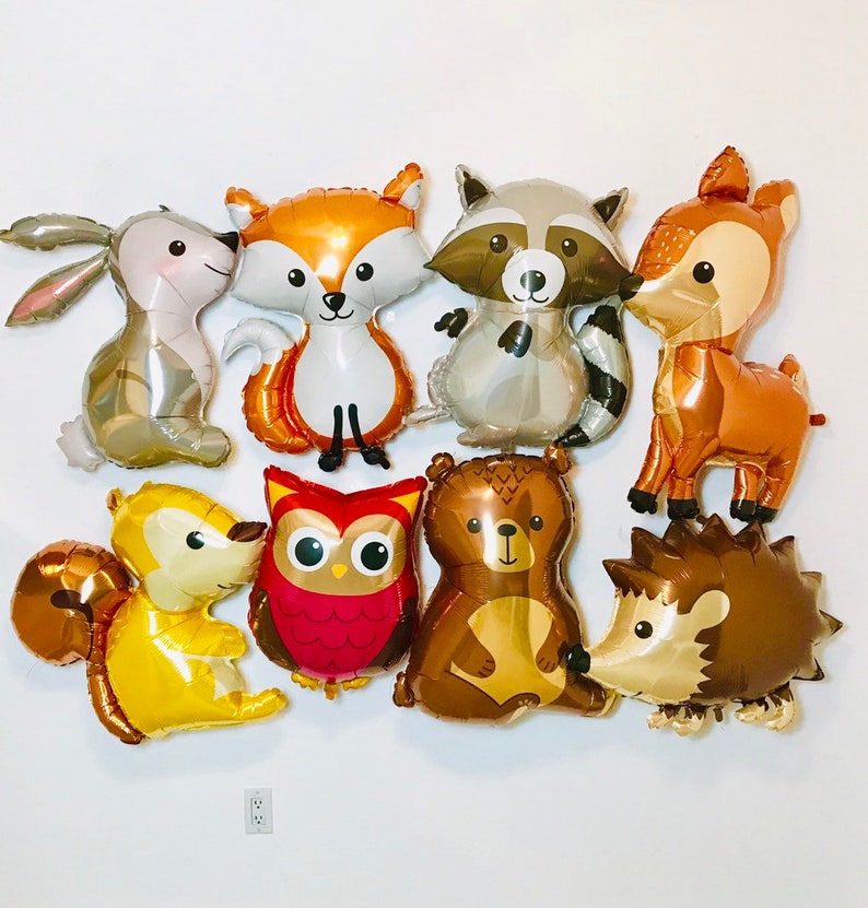 Woodland Animal Balloons, Woodland baby Shower, Woodland Birthday, Woodland Animals, Woodland Fox, Bear balloon, Fox balloon, Deer balloon afbeelding 1