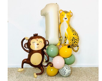 Safari Birthday Cheetah Balloon Girl Safari Birthday Girl Safari Birthday Safari Balloon Wild One Birthday Safari Animal Cheetah Monkey