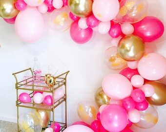 Flamingo Balloon, Balloon Garland, Flamingo Pineapple Theme, Tropical Bachelorette, Hot Pink and Gold, Pineapple Balloons, Lets Flamingle