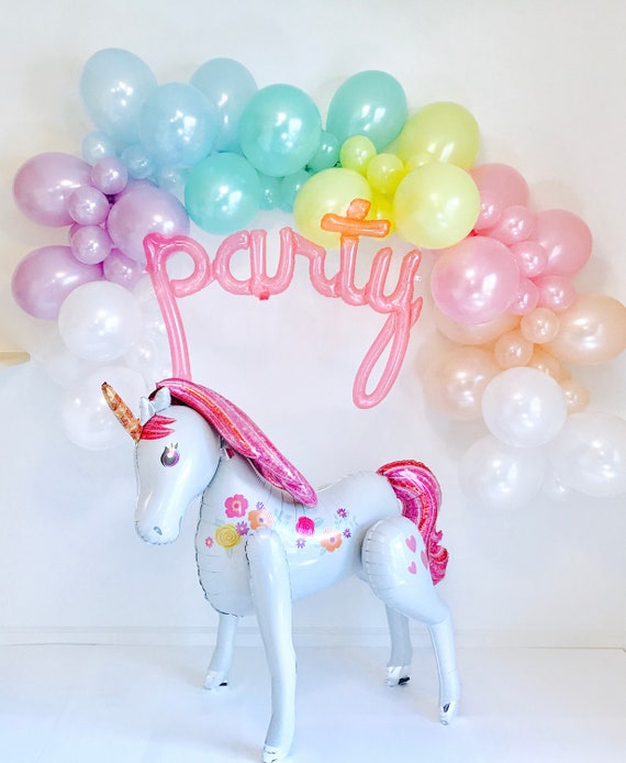 Rainbow Balloon Garland, Pastel Balloon Garland, Rainbow Balloon Garland Kit, Rainbow Balloon, Unicorn Birthday, Pastel Pearl Balloons, Il_570xn