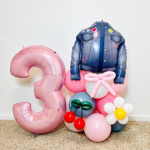 Threenager Birthday Threenager party Jean Jacket Patch little miss threenager in my threenager era in my birthday era daisy cherry pink bow