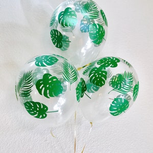 Ballon en forme de feuille de palmier, Ballonnet imprimé feuille, Soirée à thème jungle, Ballons forêt, Ballonnet imprimé feuille, Décoration feuille de palmier, Motif feuille, Latex feuille de palmier image 2