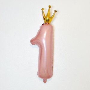 Pink 1 Balloon Princess first birthday 1 balloon with crown pink first birthday pink number 1 with Crown Miss onederful birthday wild one