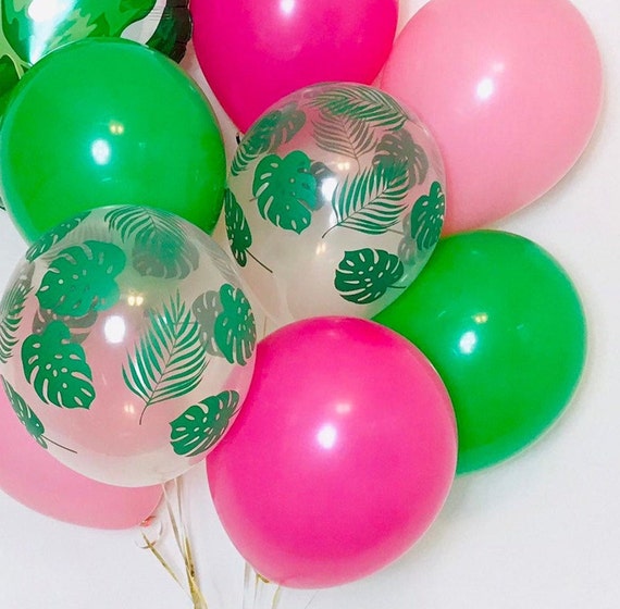 Girl Safari Balloons, Jungle Party, Pink Safari Party, Girl Jungle Birthday, Girly Jungle Theme, Jungle Balloons, Pink Green Dinosaur Party Il_570xn