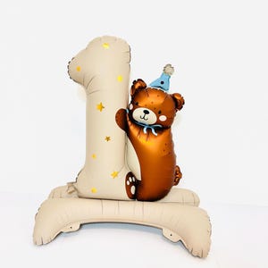 Teddy Bear 1st Birthday Bear First Birthday Teddy Birthday Party Standing number 1 balloon Bear Balloon Beary First Birthday Teddy 1st Bday