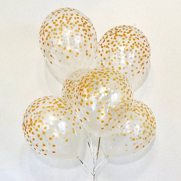 Confetti Look Balloons, Gold Polka Dot Balloon, Clear and Gold Confetti Look Balloon, Gold Birthday Balloon Gold Confetti, Gold Polka Dot