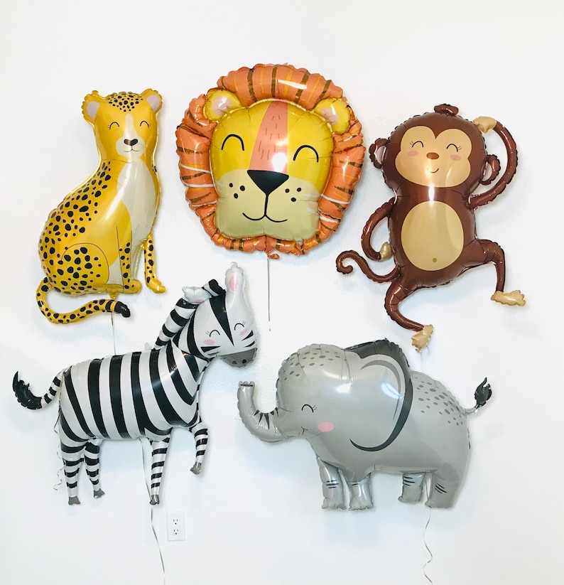 Safari Animal Balloons, Cheetah Balloon, Monkey Balloon, Safari Party, Two Wild, Party Animals, Zebra Balloon Safari Party Wild One Birthday image 1