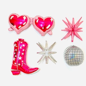 Pink Cowboy Boot Balloon Disco Cowgirl Disco Era Cowboy Boot Nashville Bachelorette Party Last Rodeo Lets Go Girls Bach Party Cowgirl Era