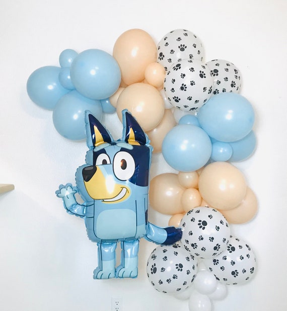 Toile de fond de ballon Bluey, guirlande de ballons Let's Pawty