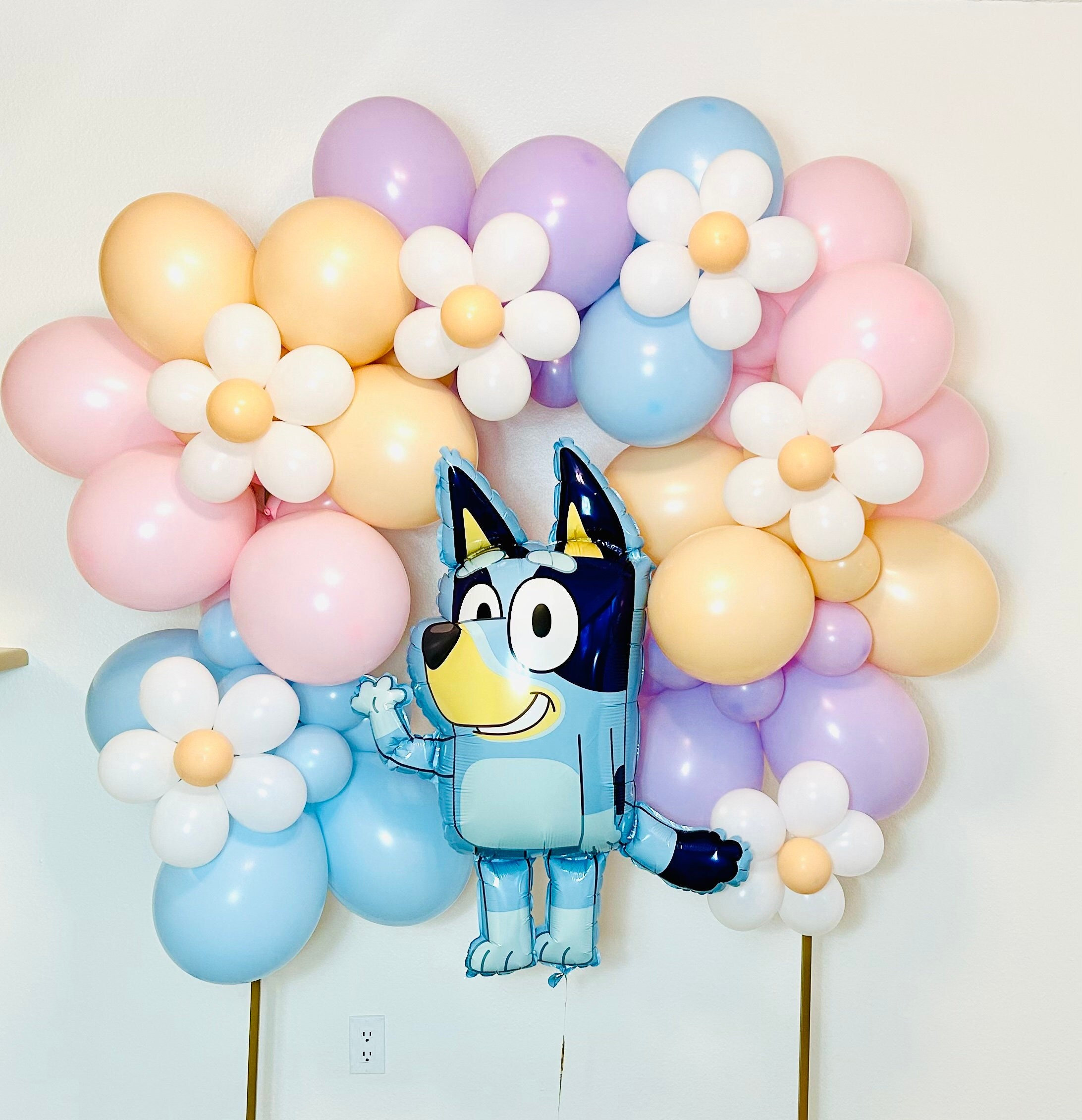 Blue Dog Birthday Pastel Balloon Garland Daisy Balloon image