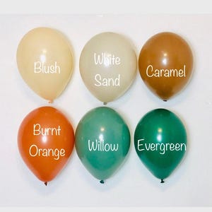 Earth Tone Balloons Rustic Balloon Burnt Orange Brown Greens Camping Party Forest Birthday Burnt Orange Rust Balloon Brown and Tan Balloons