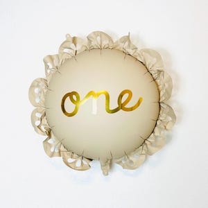 One Foil Balloon with Ruffle First Birthday Balloon 1st Birthday Beige One Balloon Boho First Birthday Gold One Balloon Neutral 1st Bday