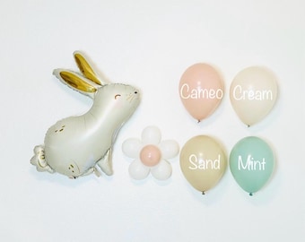 5-Pack 30 Inch Easter Bunny Balloons - White Rabbit With Carrot Foil Decorations