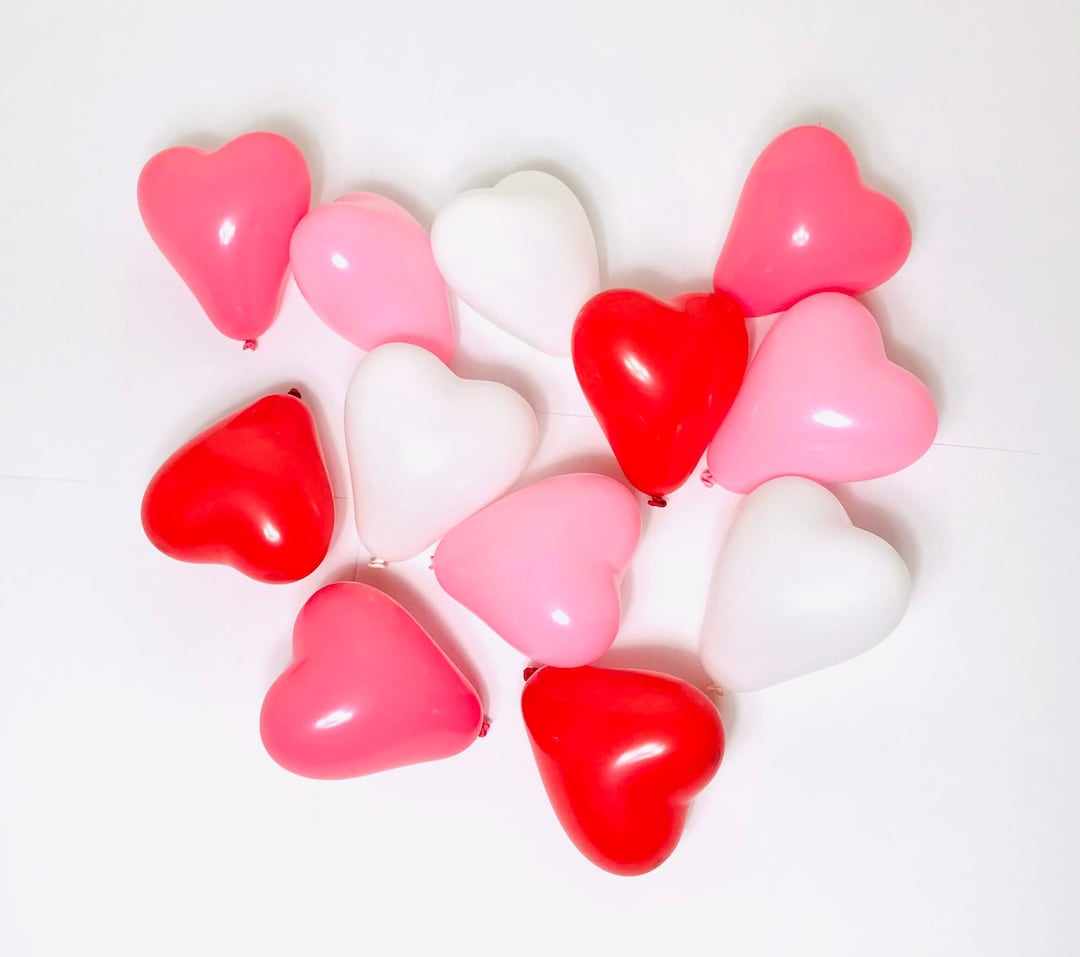 Valentine's Resin Balloon Pink and Red Heart Magnets Set of 9