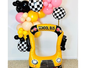 Back to School Balloon, School Bus Frame, Pencil Balloon, First Day of School Photo, Back to School Photo, School Bus Balloon, First Day