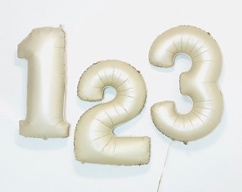 White Sand Number Balloon Cream Number Balloons Cream Number 1 Cream Number 2 Balloon White Sand Numbers Neutral Birthday Balloon White Sand