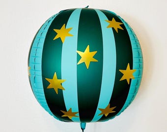 Green Starry Balloon Vintage Circus Birthday Circus Birthday Circus Balloons Circus Party Party Deco Large Circus Ball with Stars