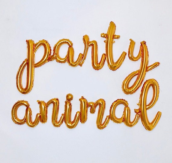 Party Animal Balloon Letters, Party Animal Theme, Party Animal Birthday, Party Animal Balloons, Script Letter Balloons, Gold Script Letters Il_570xn