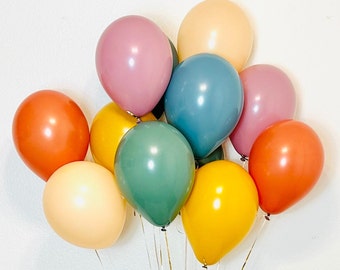 Boho Rainbow Latex Balloon Muted Rainbow Balloons Boho Rainbow Party Animal Balloons Animal Parade Burnt Orange Mustard  Muted Rainbow Boho