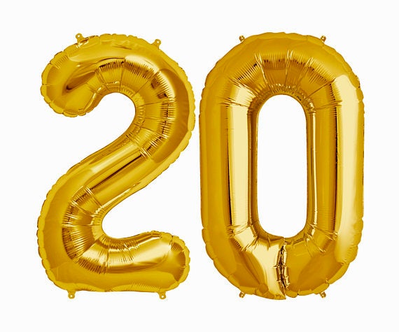 Gold 20 Balloon Gold 20 20th Birthday Photo Prop Number