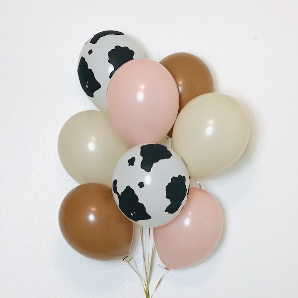 Cowgirl Balloon, Giddy Up Last Rodeo Cowgirl Party, Pink Cowgirl Nash Bash bachelorette, Dolly Parton, Holy Cow Cow Print Balloons Nash Bash