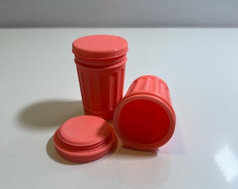 Mini Mülleimer - 3D gedrucktes geruchsdichtes Aufbewahrungsglas mit Schraubdeckel | Rosa | Stash Jar oder Schreibtisch Spielzeug
