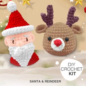 Christmas Crochet Kit for beginners, DIY Crochet Kit, Amigurumi Kit, Crochet Ornament, Christmas Santa Crochet Kit, DIY Amigurumi Santa Kit