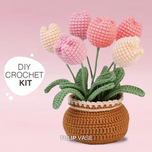 Tulip Flowerpot Crochet Kit: DIY Home Decor, Beginner Friendly