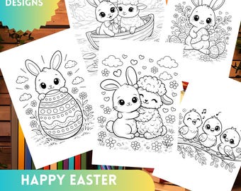 Easter Coloring Pages: Fun Designs for Kids & Adults (Printable Digital Download)