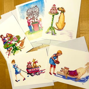 Valentines 5 Sweet designs Canine and Children 4,25 x 5,5 inch platte kaart en envelop verscheidenheid verpakking