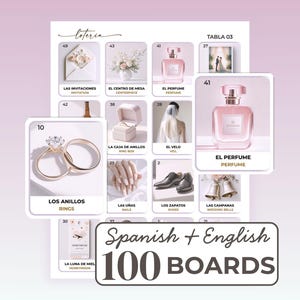 Bridal Shower Loteria Game: 100 Bilingual Boards (Printable PDF)