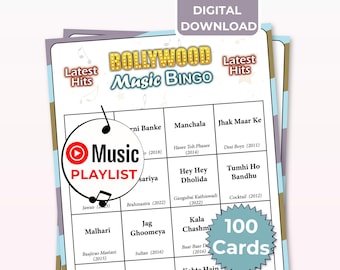 Bollywood-muziekbingospel 2011-2025: Indiaas gezelschapsspel (afdrukbare pdf)