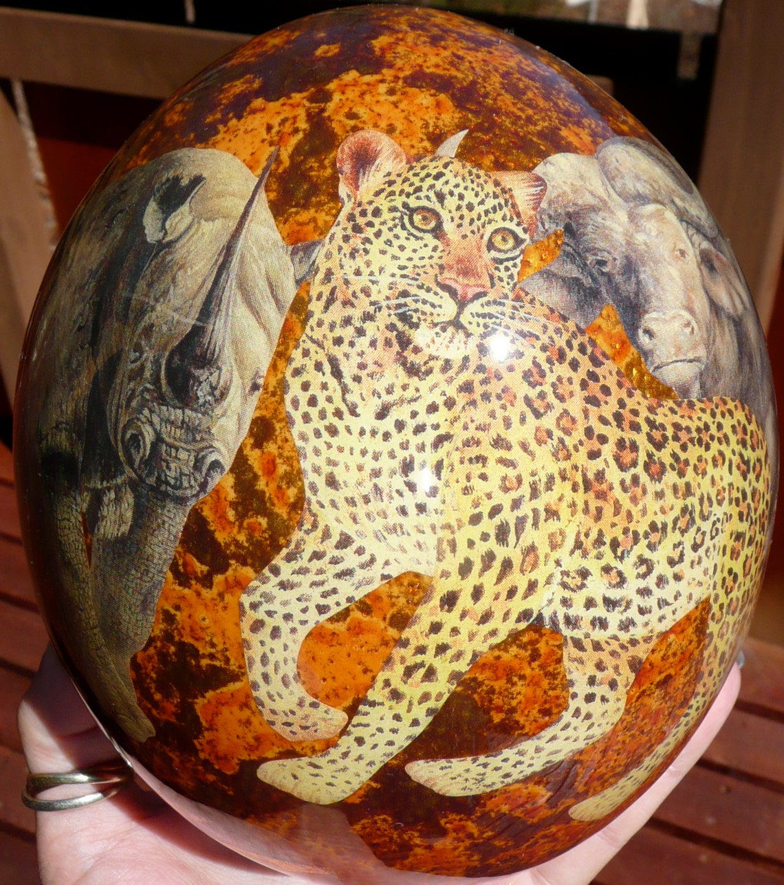 Big 5 Decoupage Ostrich Egg. Brown. Taxidermy Etsy