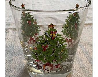5 vasos de zumo dobles con forma de árbol de Navidad de Anchor Hocking, estilo vintage, para disfrutar de la magia navideña.
