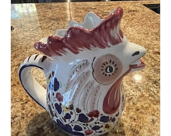 Vintage Rooster Creamer 5,5" Cama Deruta, handgemaakt in Italië, AS IS