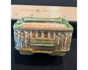 Vintage Ceramic Toothpick Holder San Francisco Cable Car Trolley