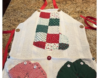 Kind verstellbar Weihnachten Backschürze Kittel Handmade W / Strümpfe & Handschuhe