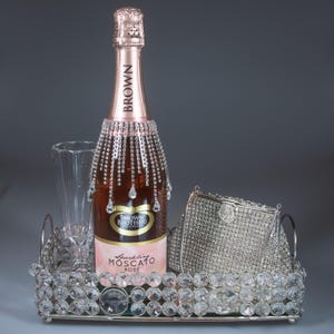 Wine Bottle Bling - Silver Rhinestone dangle drop charm / jewellery - Perfect with gift of wine / champagne, wedding decor, Christmas, etc.