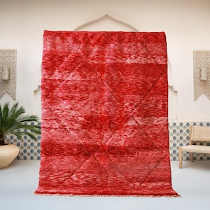 HAND TUFTED RUG, Red & White Wool Area Rug, Geometric Diamond Rug ,Rich Red Wool, Red Rug, Red Moroccan Rug, Custom Rug, Area Rug,Red Carpet