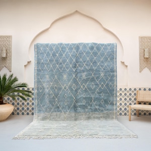 Handwoven Moroccan Wool Rug: Diamond Design, Custom Rug