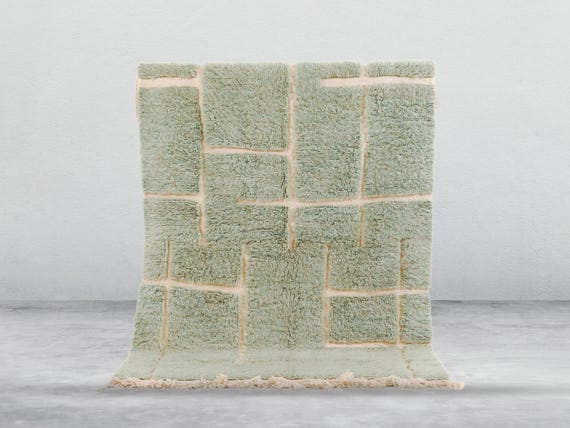 SAGE GREEN RUG : Hand Tufted Pistache Rug, Minimalist Moroccan Carpet, Custom Size Area Rugs