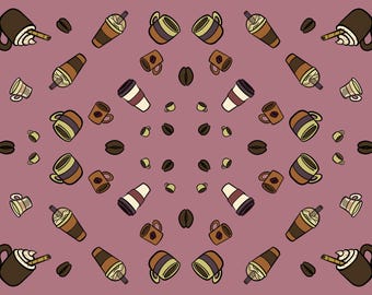 Coffee Cup Pattern, 5 Colors