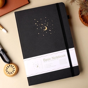 A5 Lined Journal – 196 Pages, Black Hardcover Notebook for Work & Writing